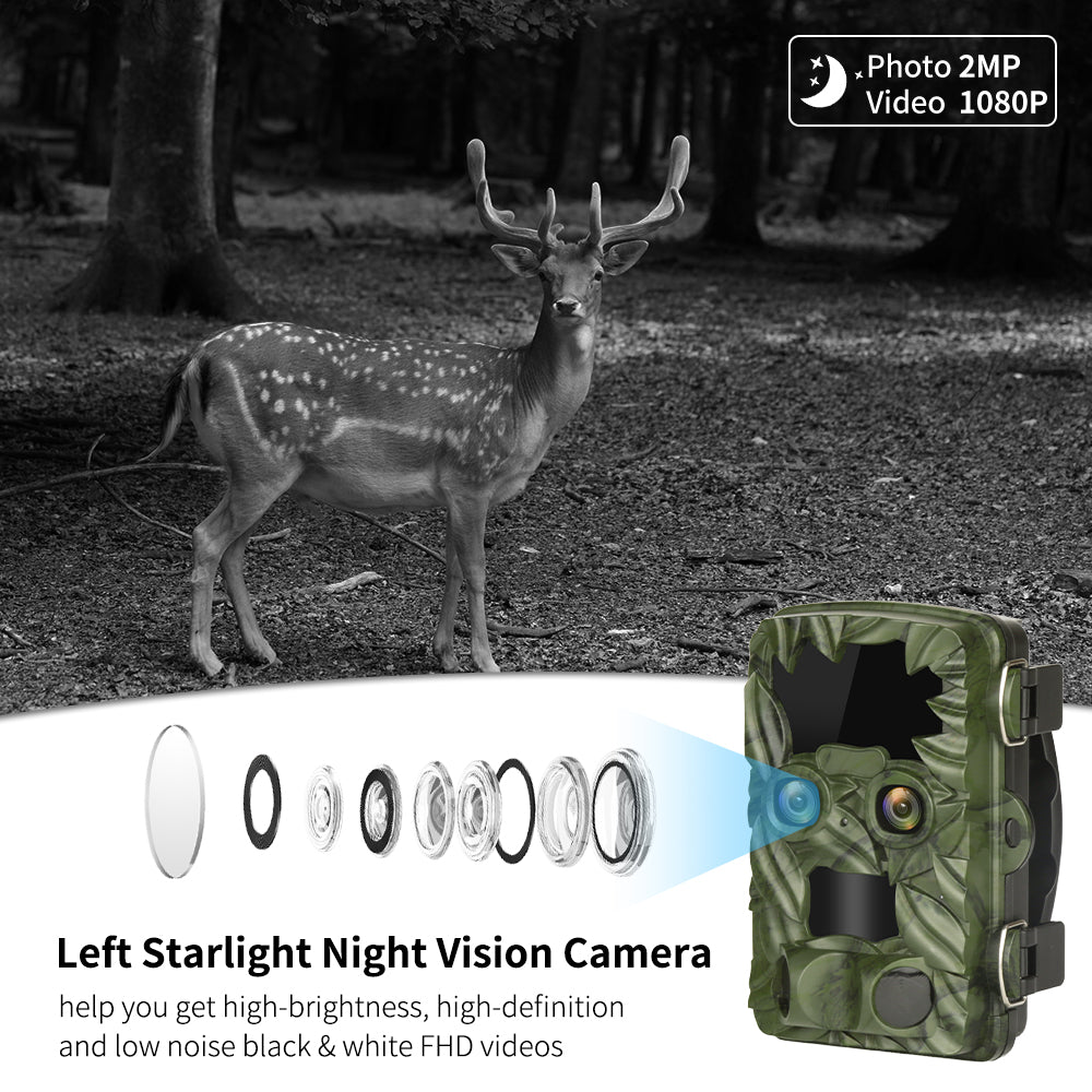 COOLIFE H8201 Wildkamera Dual-Kameras 4K 32MP Abzugsentfernung Bis 25 m Wildkamera mit Bewegungsmelder Nachtsicht 0,1s Schnelle Trigger Jagdkamera mit Automatische IR-Dimmtechnologie