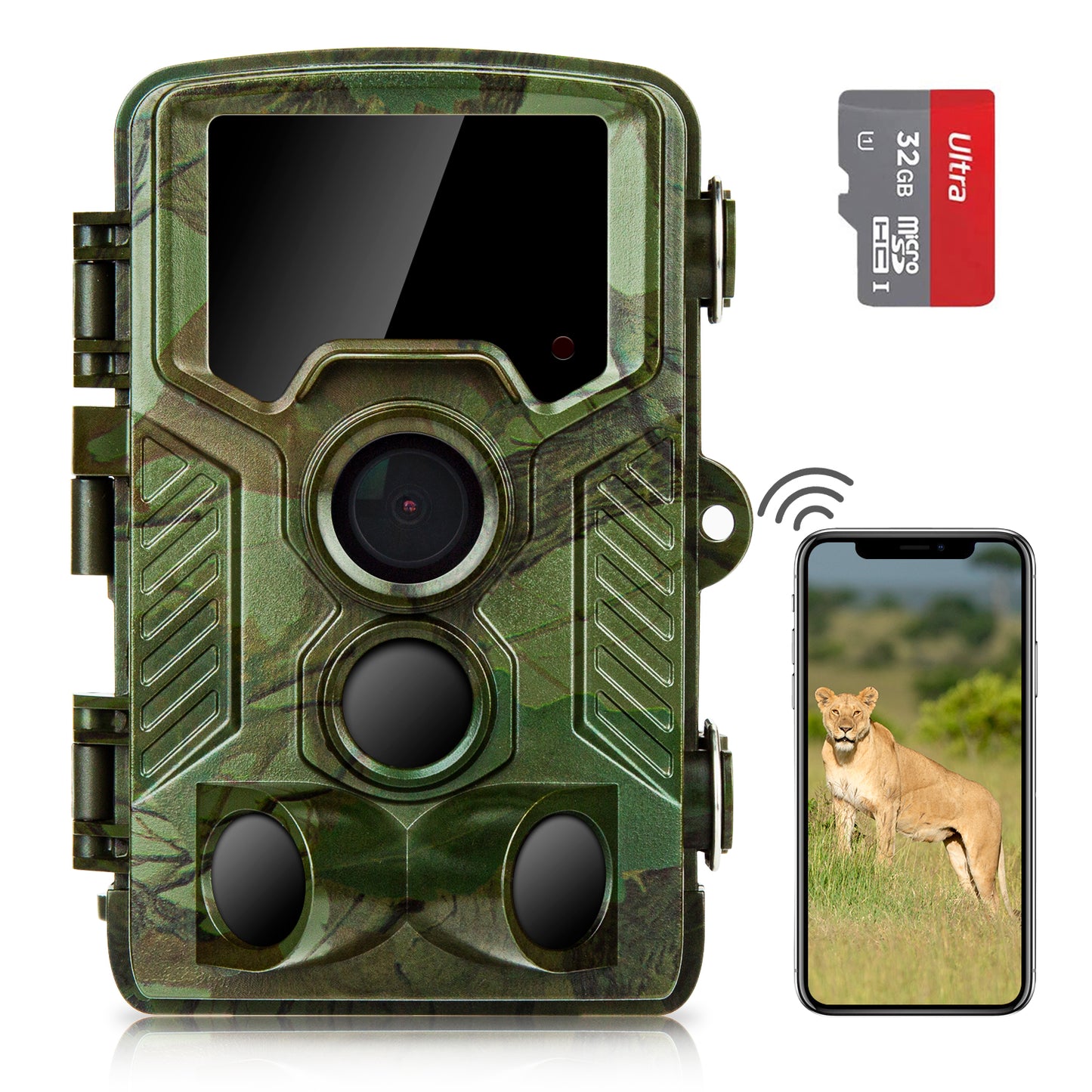 COOLIFE H881 WiFi Bluetooth Wildkamera 4K 32 MP Abzugentfernung Bis 25 m Wildkamera mit Bewegungsmelder Nachtsicht 49pcs 850nm IR LEDs Jagdkamera mit 32GB Speicherkarte
